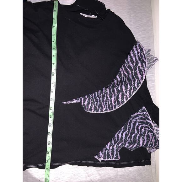 Bimba Y Lola Black Print Ruffle Design Shirt Size Small - Picture 7 of 7